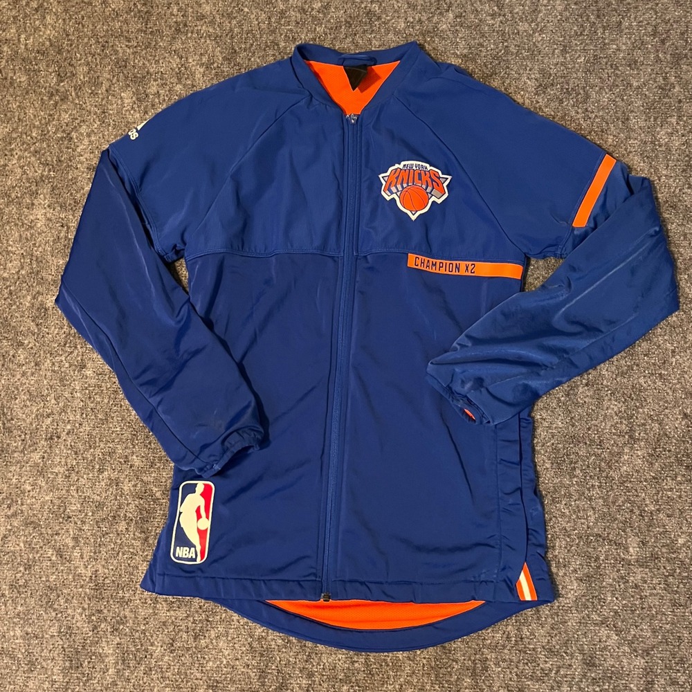 Adidas New York Knicks NBA Full Zip Warm Up Jacket Blue Orange BK7625 Mens S